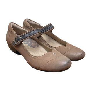 Taos‎ Virtue Mary Jane Taupe Distressed Leather Shoes Women's Size 8 (HF15)